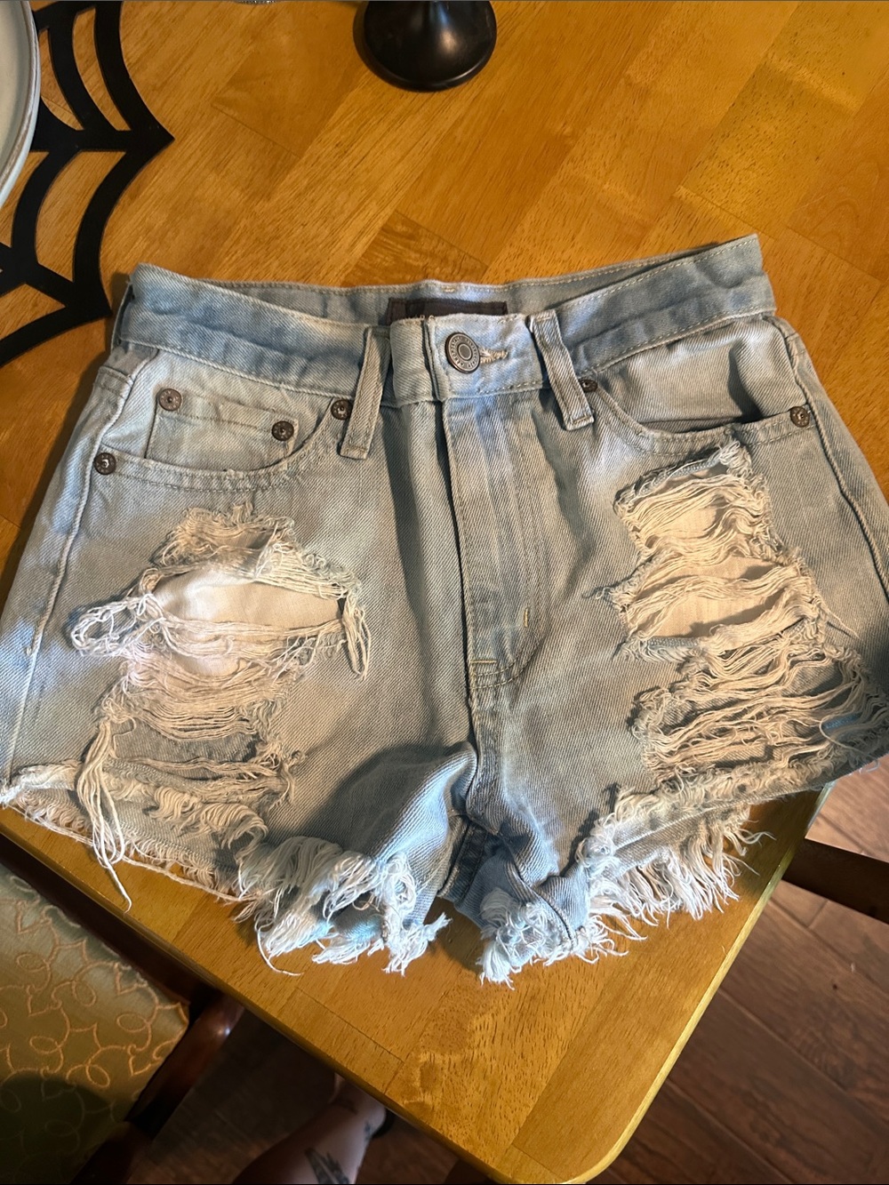 Aeropostale Light Blue Distressed Denim Cutoff Shorts